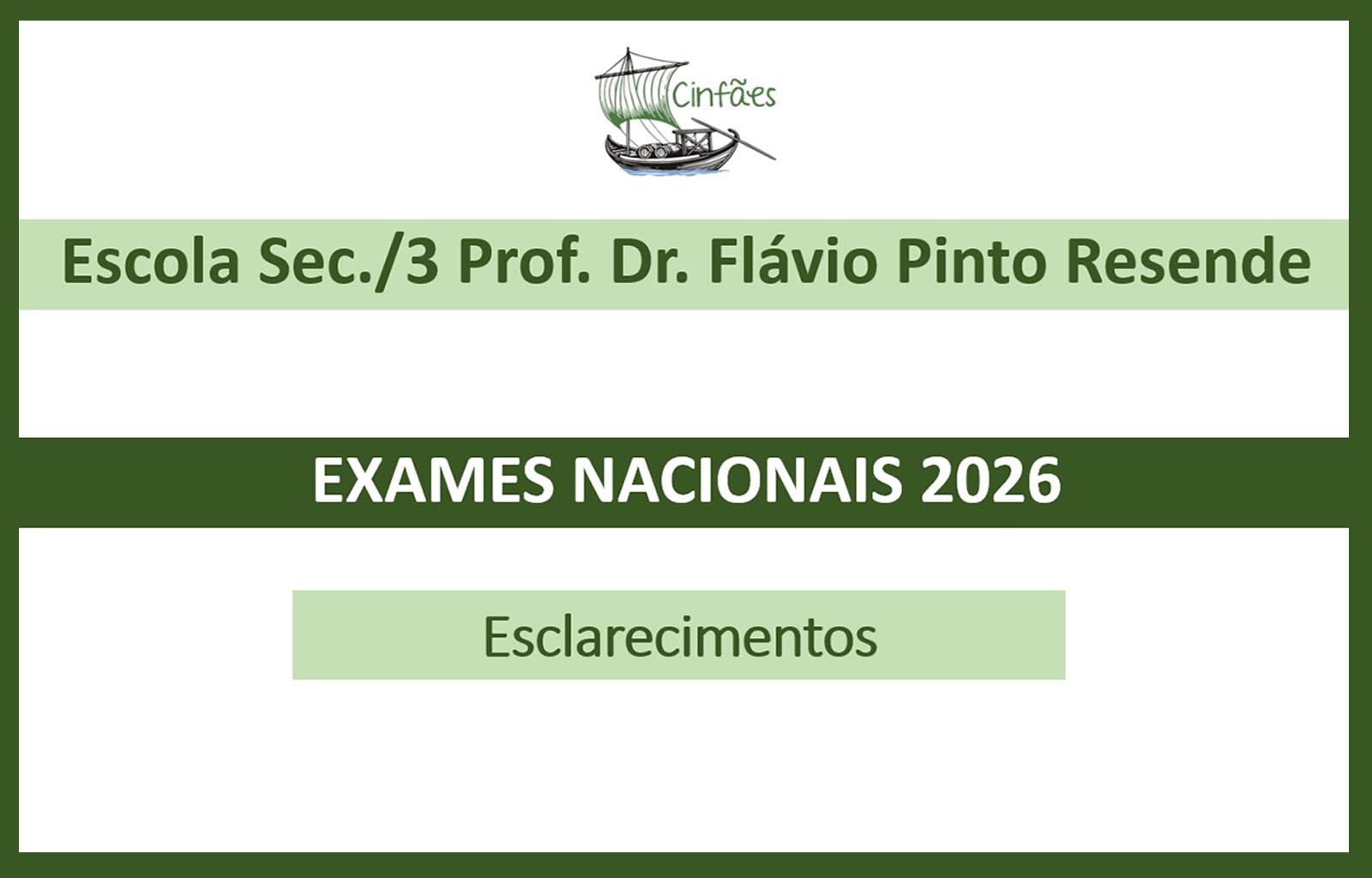 Exames Nacionais 2026 - Esclarecimento a alunos e encarregados de educação